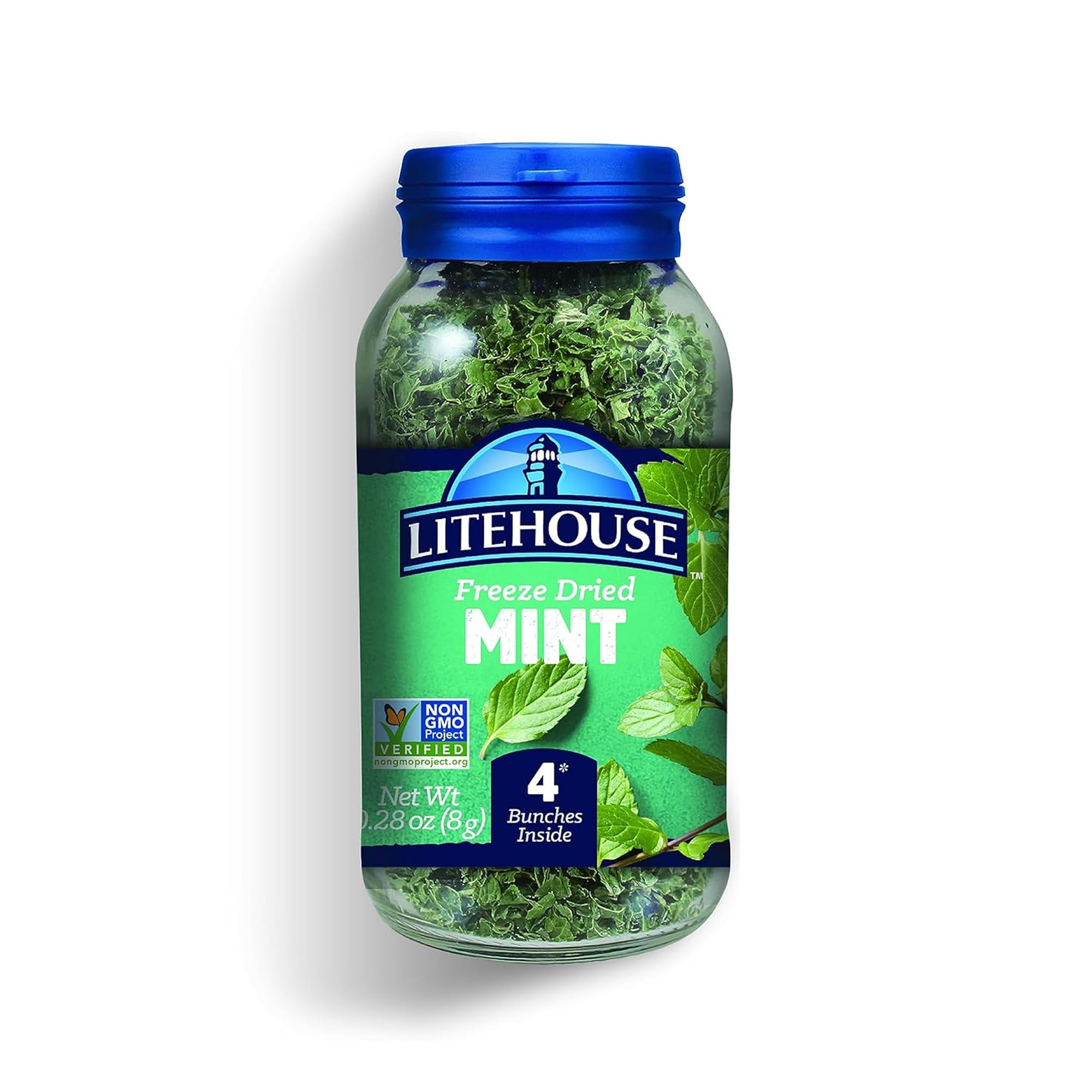 Litehouse Freeze Dried Mint - Substitute for Fresh Mint, Jar Equal to 4 Fresh Bunches, Dried Seasoning, Non-GMO, Gluten-Free - 0.28 Ounce