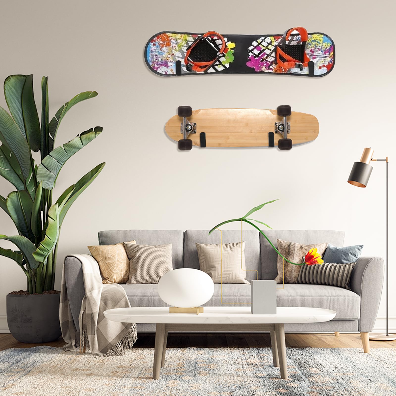 Soporte de Pared para Snowboard Horizontal 4 Piezas Estante de Exhibición