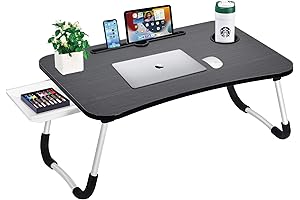 Bedside Sittin Desk, Laptop Bed Tray Stand with Cup Holder/Drawer for Effortless Use