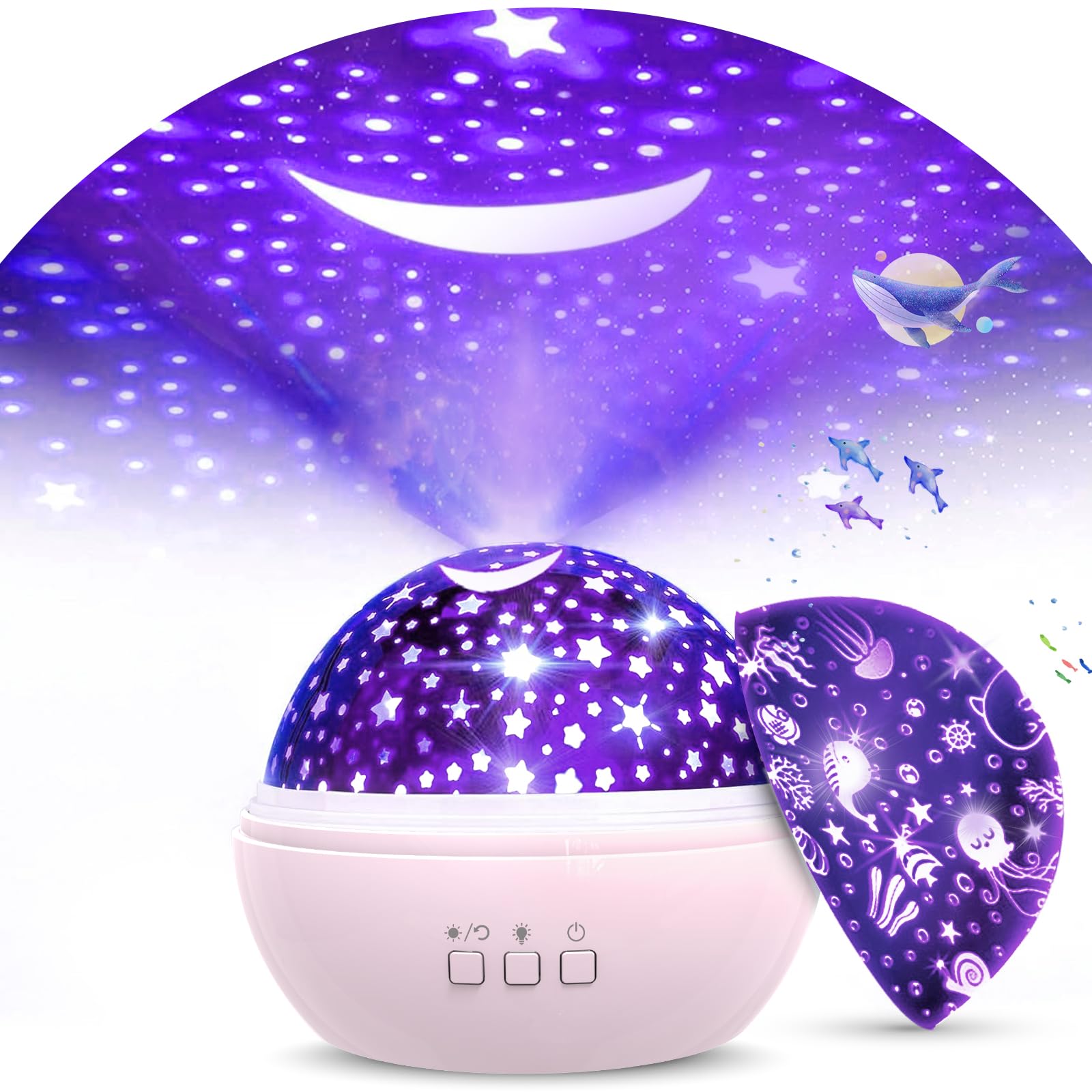Proyector de Estrella LED, Proyector para Niños de 8 Colores, Proyector de Luces Navideñas para Exteriores, Proyector de Techo Giratorio de 360 ​​°