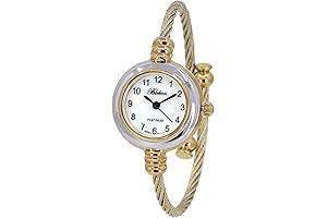 2Tone Gold Silver Cable Band Women's Bangle Cuff Watch