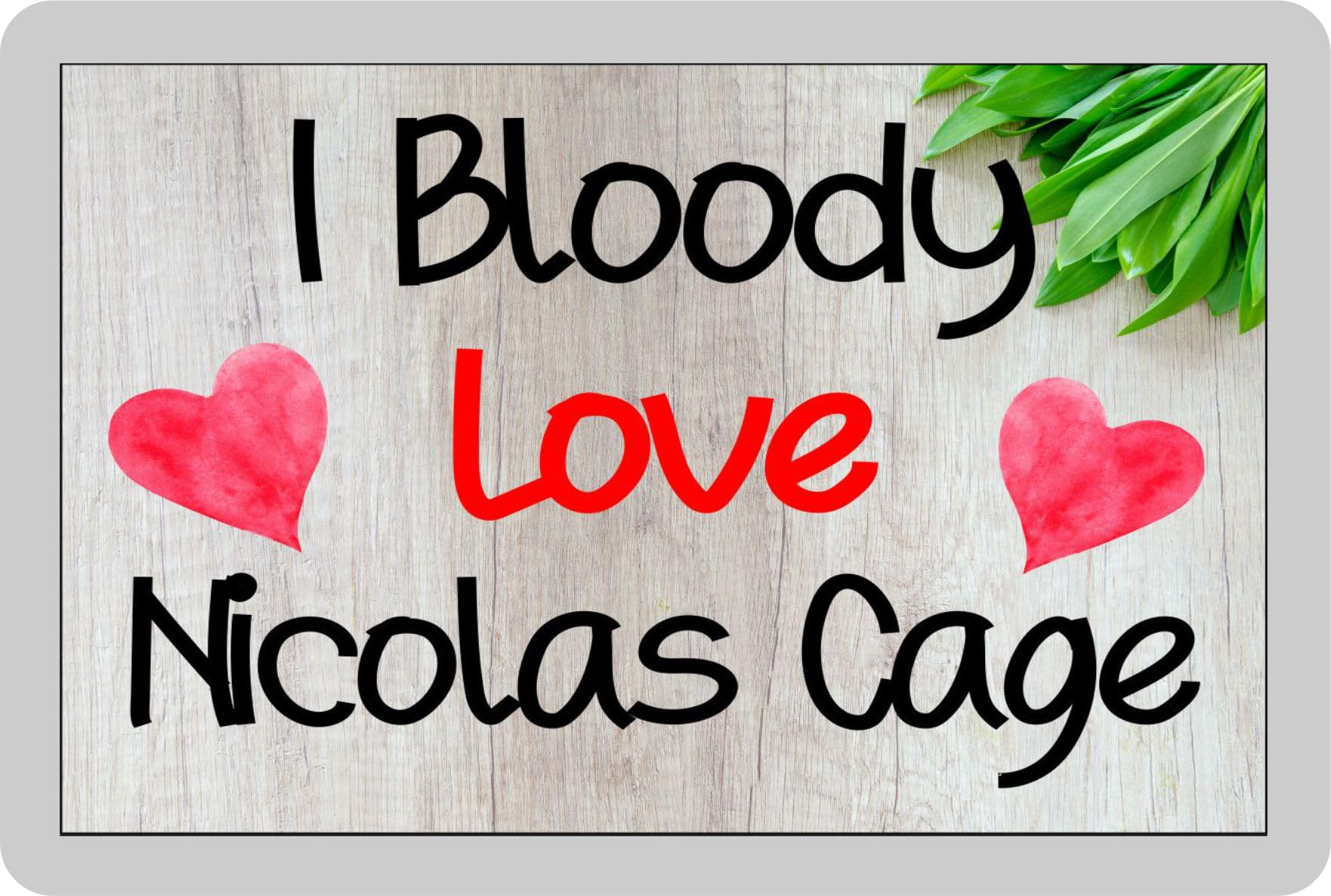Decalarama Nicolas Cage Fridge Magnet Gift – I Bloody Love - Fun Cute Novelty Movie Fan Present