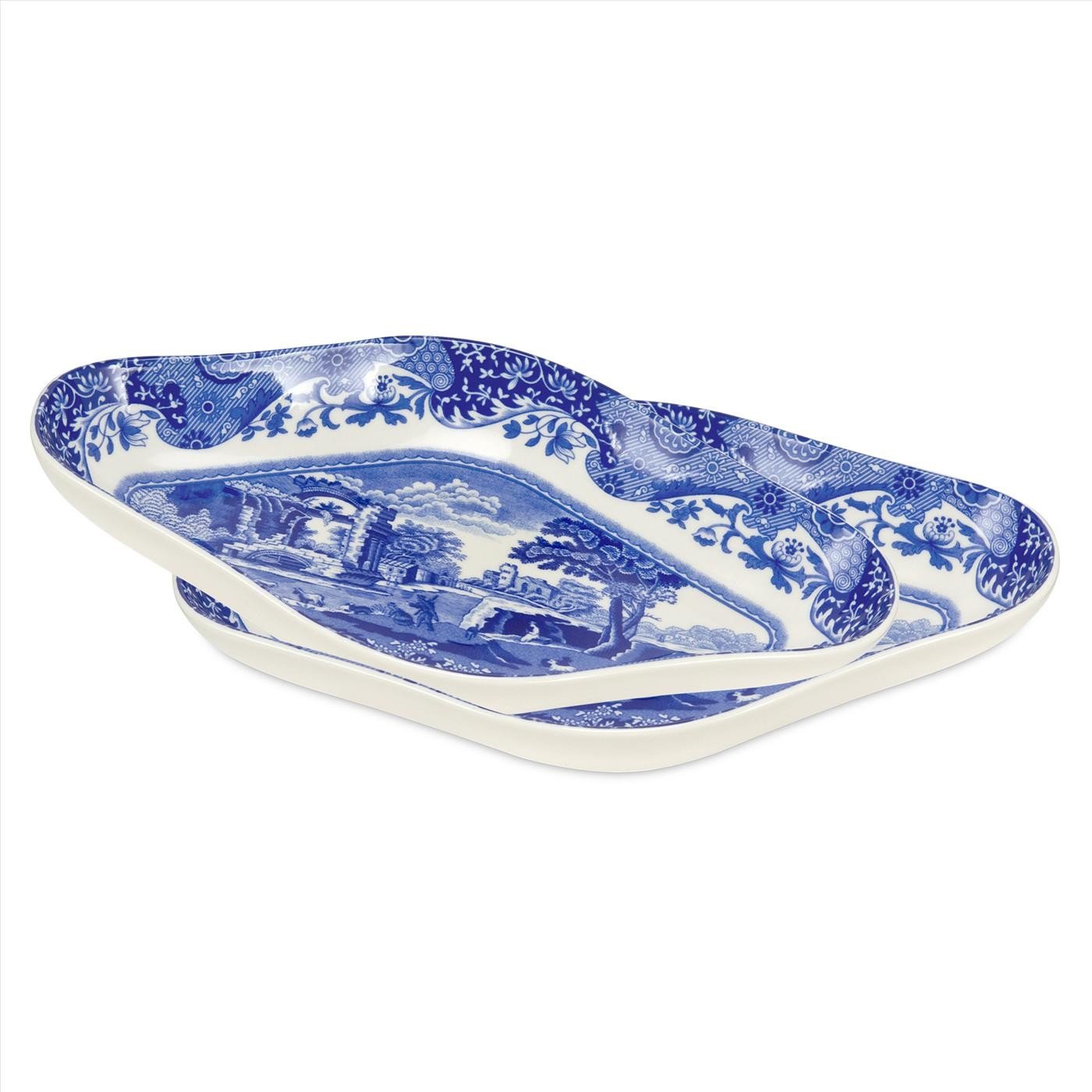 Spode Blue Italian S/2 Pickle Dishes