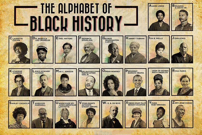 The Alphabet of Black History Poster 500 Pieces Jigsaw Puzzles Challenging Adult Suitable as Home Decoration Family Unzip Game or A Toy to Develop Intelligence
