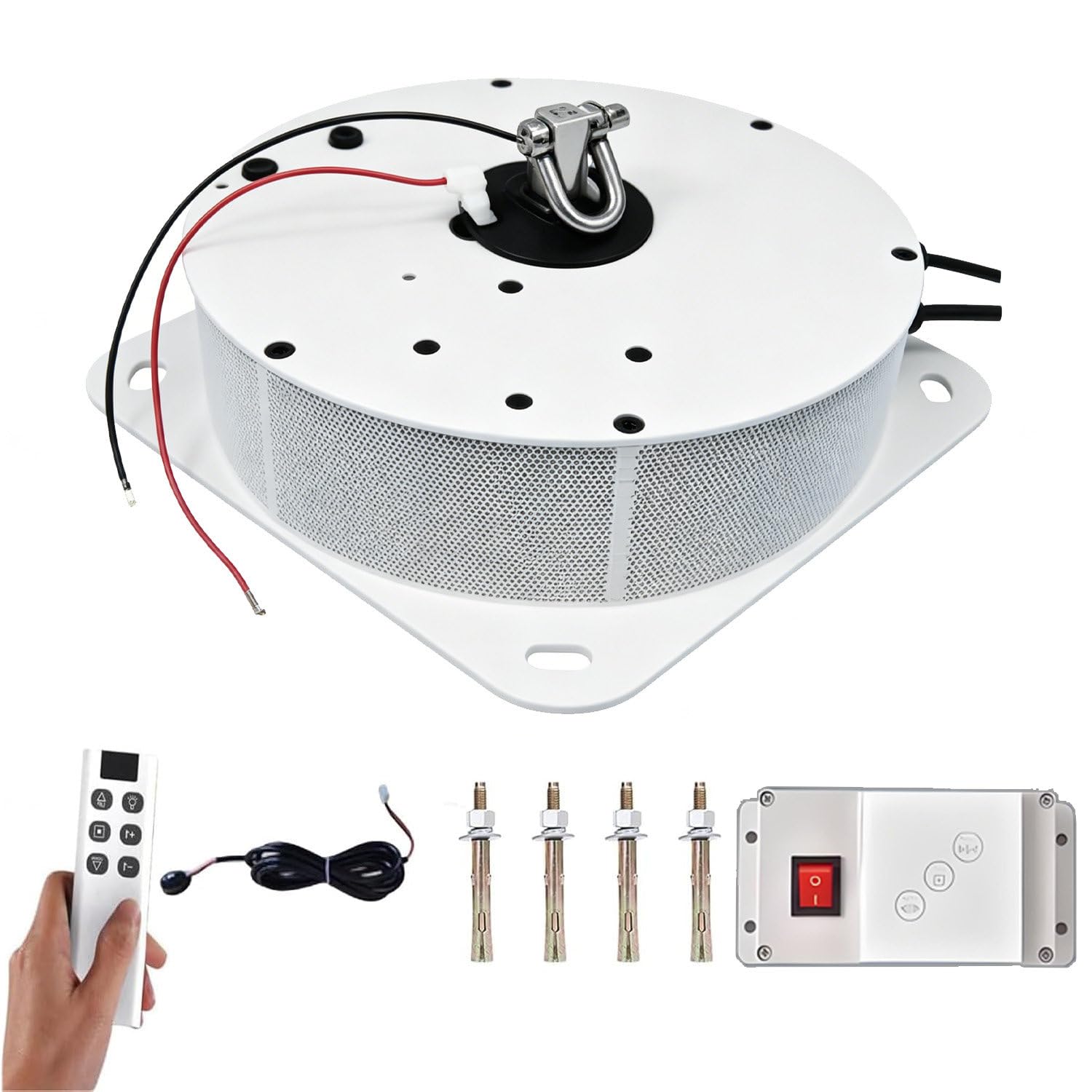 CelyToe Electric Chandelier Hoist, 2 In 1 Chandelier Hoist Lifter Device 286lbs Electric Motor Winch Villas Pendant Lamps Lifter W/Remote Control And Wall Switch 70KG/6M