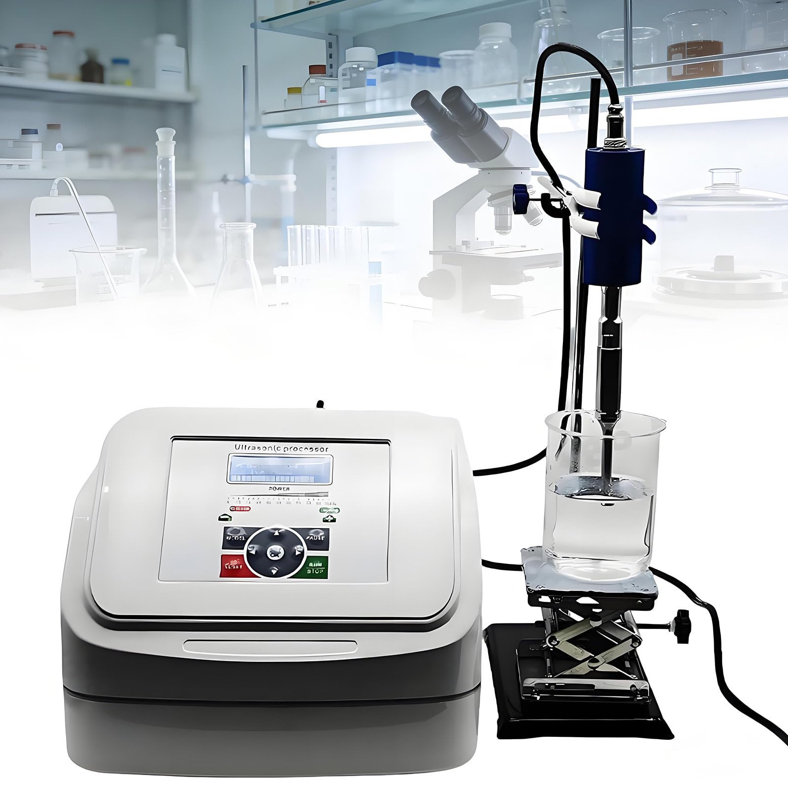 Ultrasonic Homogenizer, Lab Emulsifiering Machine, Sonicator Processor Cell Disruptor Mixer, with Digital Control, On/Off Pulse Timer, for Liquid Emulsification, Homogeneous Dispersion 6mmprobe