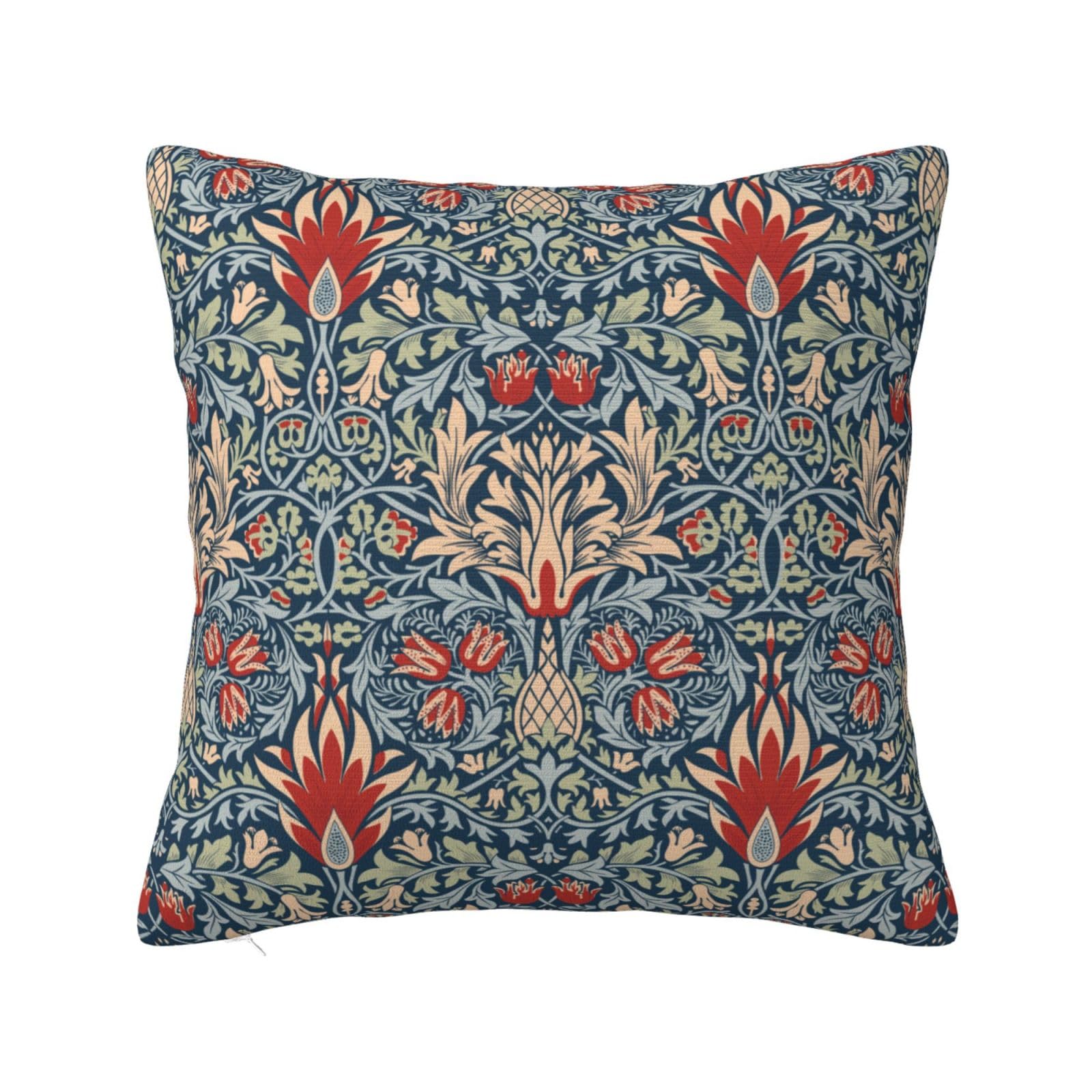 Keebik William Morris Pattern Throw Pillow Cover Soft Decorative Throw Pillowcases Cushion Case for Home Decor Living Room