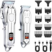 soieho Professional Cordless Hair Clippers for Men & Beard Trimmer - Zero-Gap T-Blades, 5H Battery, LED Display, Family Grooming Kit