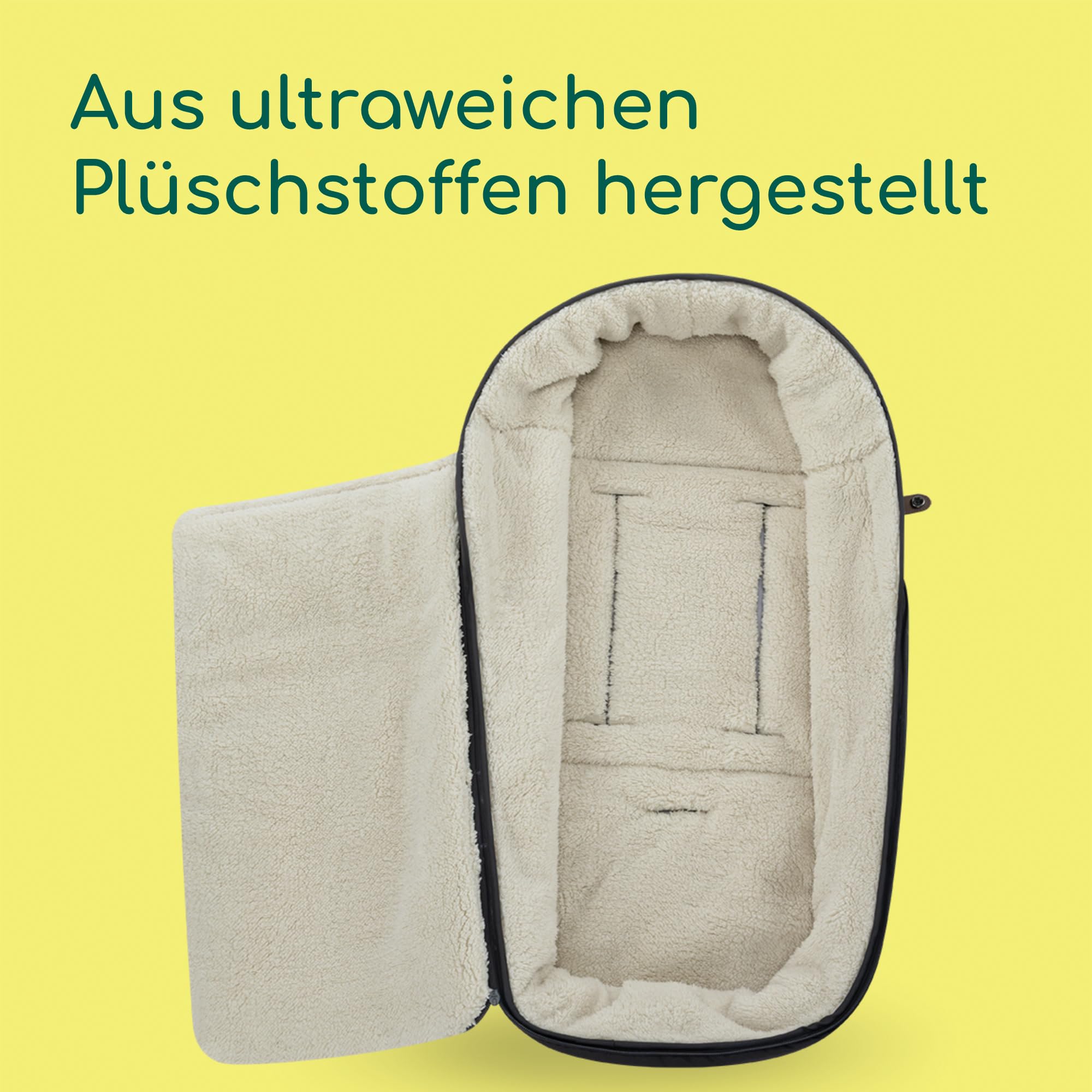Bebeconfort Fußsack Kinderwagen, Universal Passform, Mineral Graphite | Winterfußsack Kinderwagen, Weiche Plüschstoffe, Ab Geburt - 3 Jahre (0-15 kg), Standard-Befestigungslöcher, Maschinenwaschbar