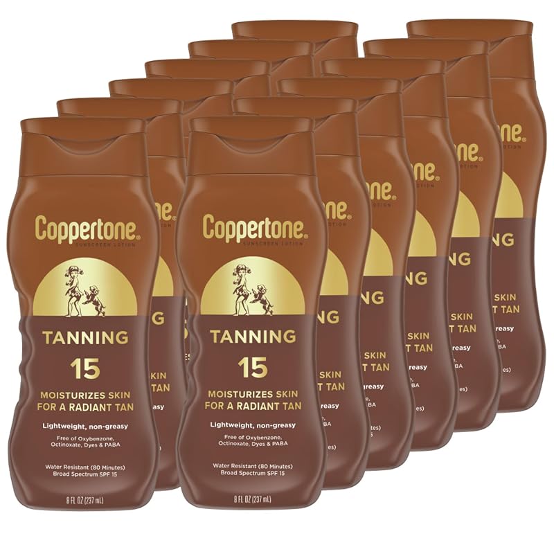 Loção Coppertone para Bronzeamento Corporal com designação técnica SPF 15, 237 mL, Pacote com 12