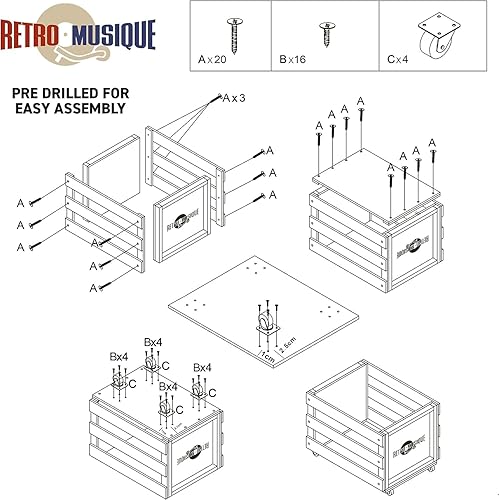 Miniatura 5 de Estuche de almacenamiento de discos de vinilo LP sobre ruedas con capacidad para hasta 100 álbumes (en fundas de PVC) con cubierta de arpillera