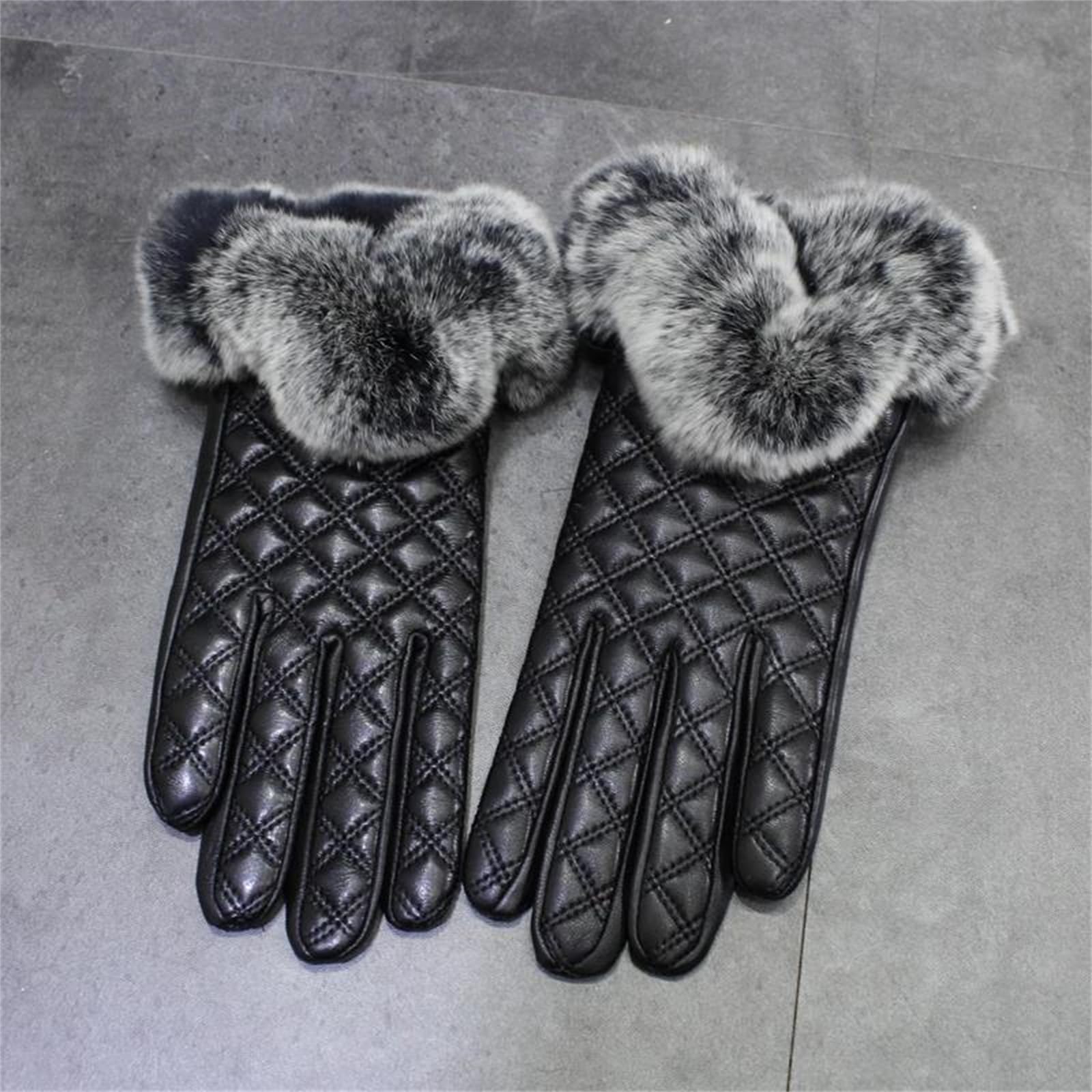 Guanti da donna in vera pelle di pecora con polsino touch screen SMS invernali caldi guanti da guida termici