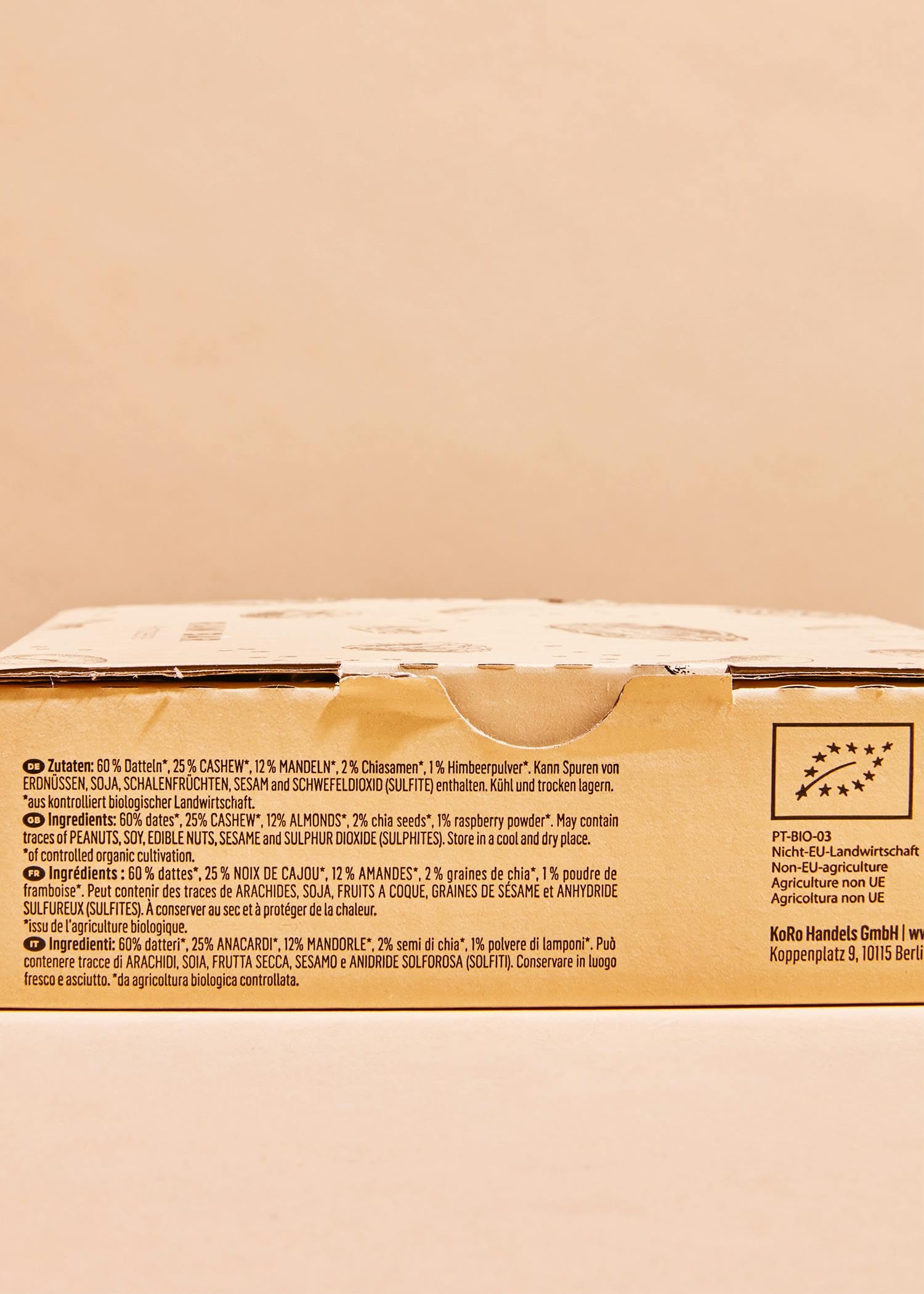 KoRo - Barrette raw ai lamponi bio | 12 x 50 g