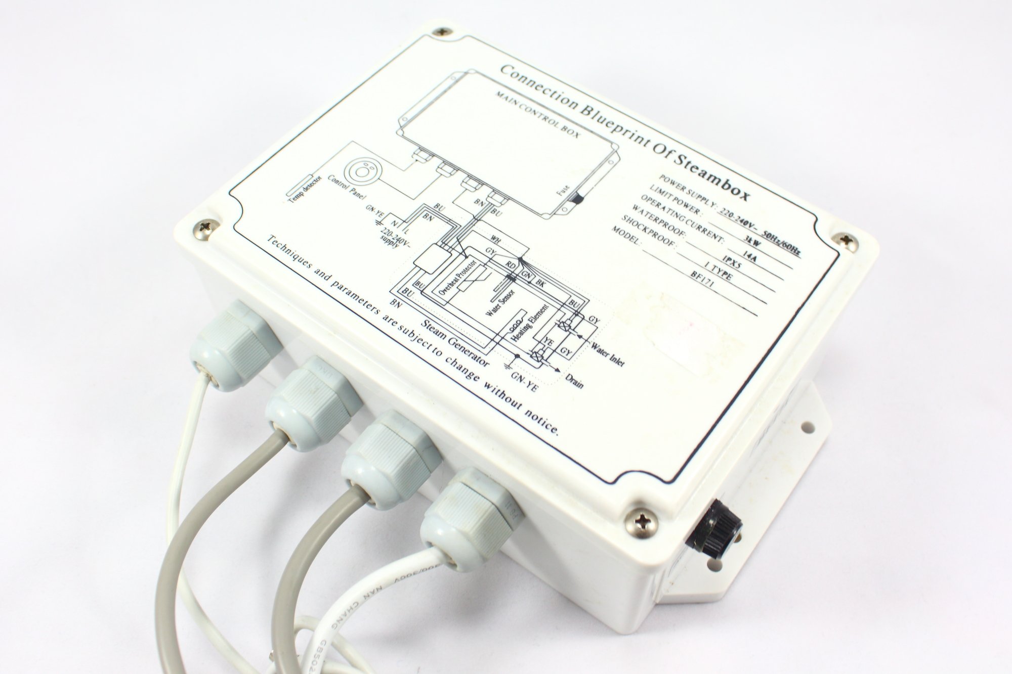 Boîtier de commande blanc Bf171 pour cabine de douche et salle de vapeur