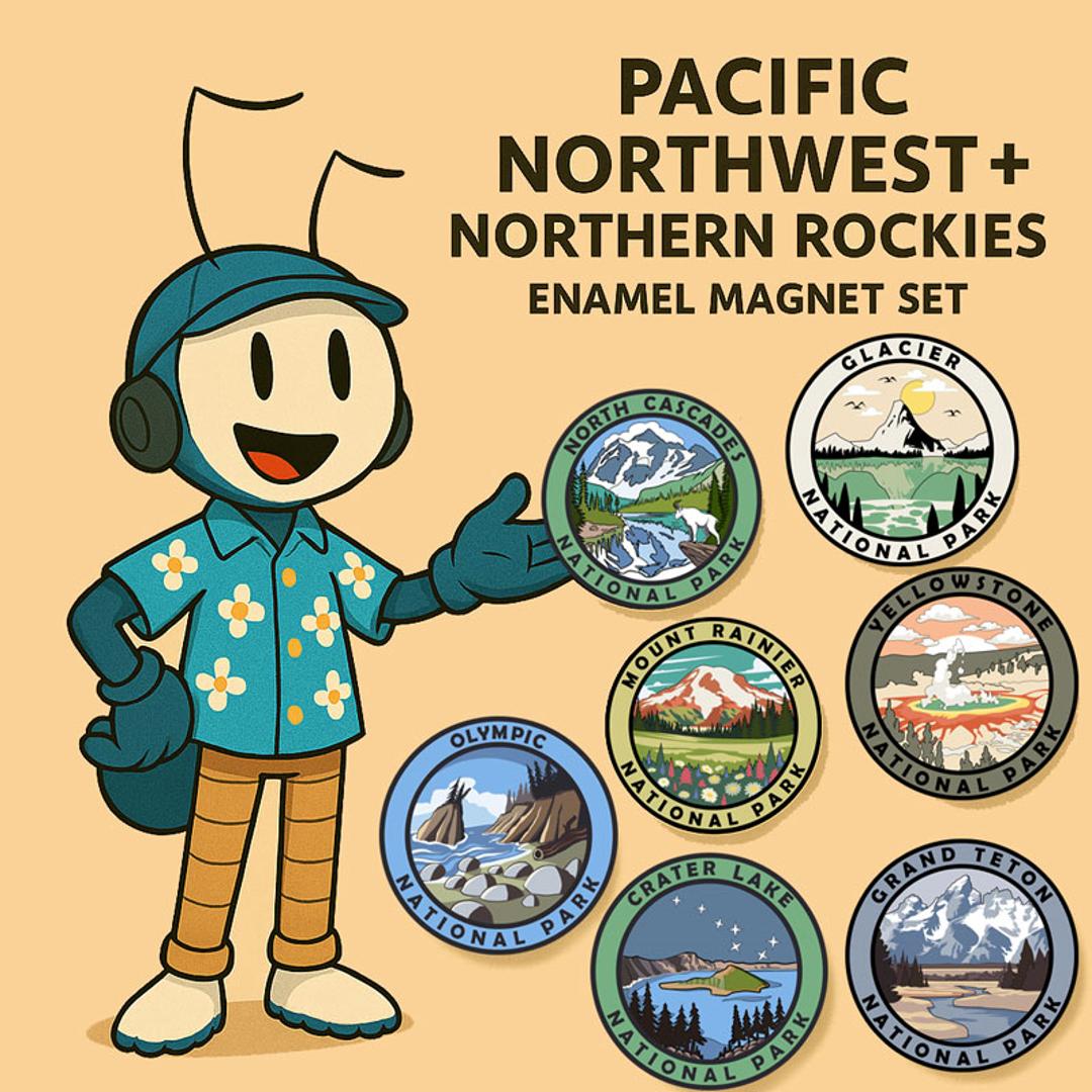 Imán decorativo nacional parque Mount Rainier negro níquel miniatura 7