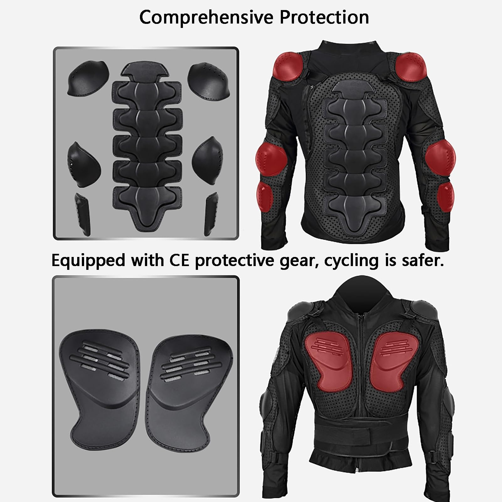 Chaqueta De Protección Integral Hombre para Motociclista, Protector De Pecho Y Espalda, Chaqueta Transpirable para Motocross, Moto De Cross Y ATV