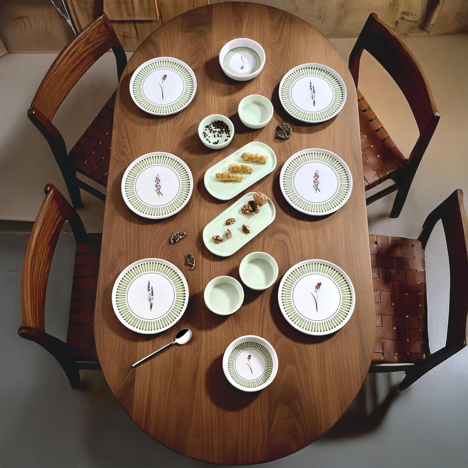 Nordica zestaw śniadaniowy, 14-częściowy, dla 6 osób, można układać w stos, ceramiczne naczynia, glazurowany, trwały, nowoczesny design