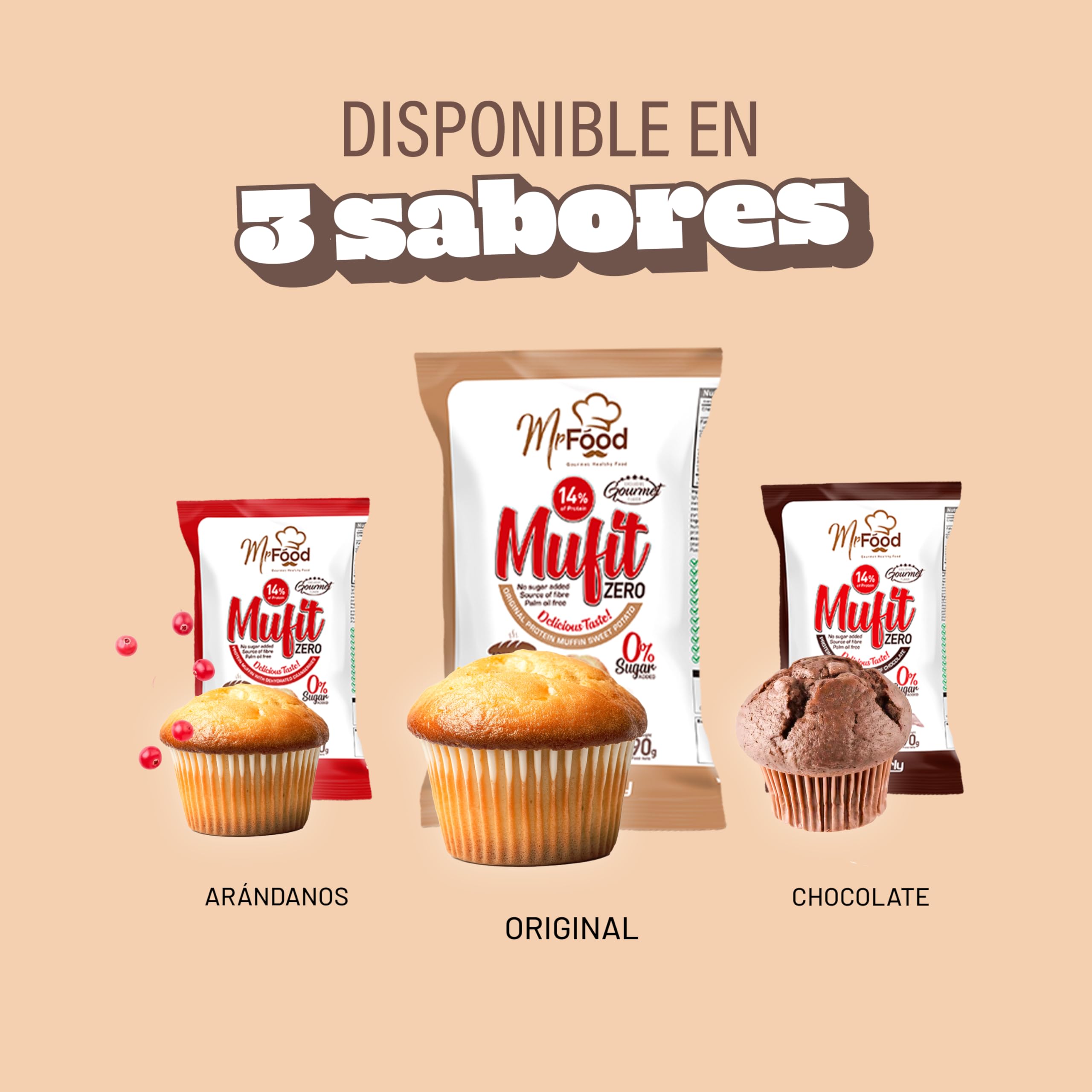 Beverly Mufit Zero 14% Proteína | 24 unidades de 45 gramos | Horneadas, sin azúcares añadidos ni aceite de palma | Fuente de proteína y fibra (CHOCOLATE)