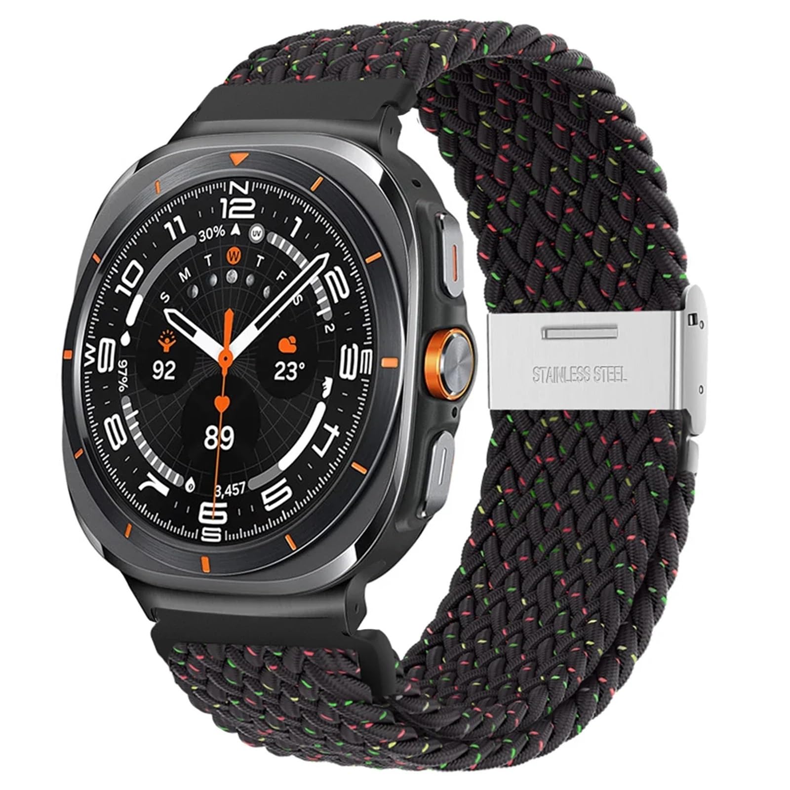 Para Galaxy Watch Ultra 47 mm Correas de reloj Nylon Elástico Trenzado Solo Loop Correa Pulsera