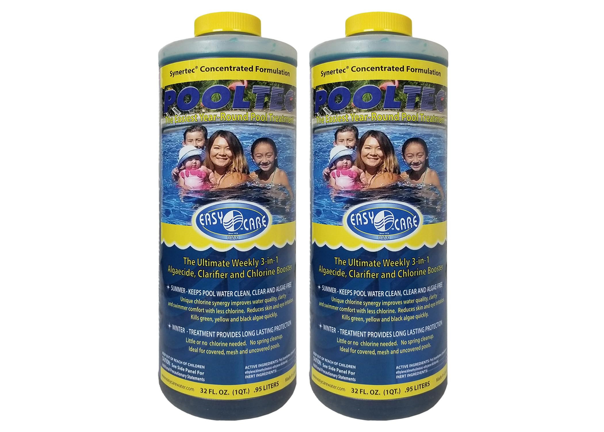 EASYCARE 30032 Pooltec Algaecide, Clarifier and Chlorine Salt Cell Booster (32 Fl. Oz 2-Pack)