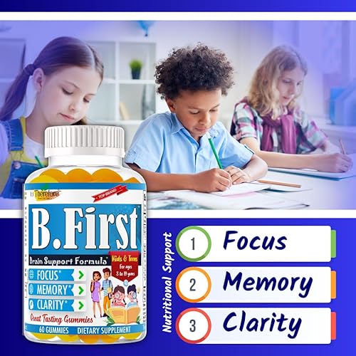 Miniatura 6 de B.First - Suplementos cerebrales para la memoria y la concentración, potenciador cerebral para niños, adolescentes y niños, ácidos grasos Omega 3