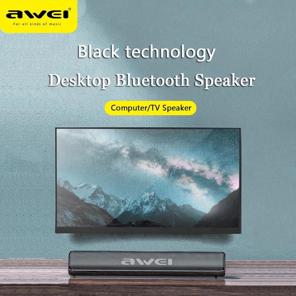 AWEI Y333 Bluetooth Speaker placed below a television