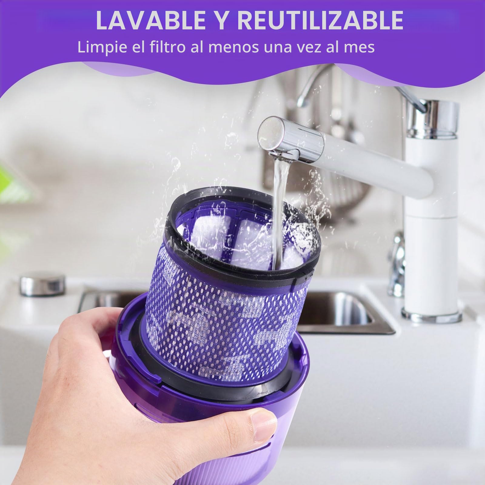 2 Piezas Filtro para Dyson V11, Filtro Compatible con Dyson V11 V15 SV14 SV17 SV22, Juego de Filtro de Repuesto para Dyson V11, Filtro de Torque Drive para Dyson Aspiradora V11, Púrpura