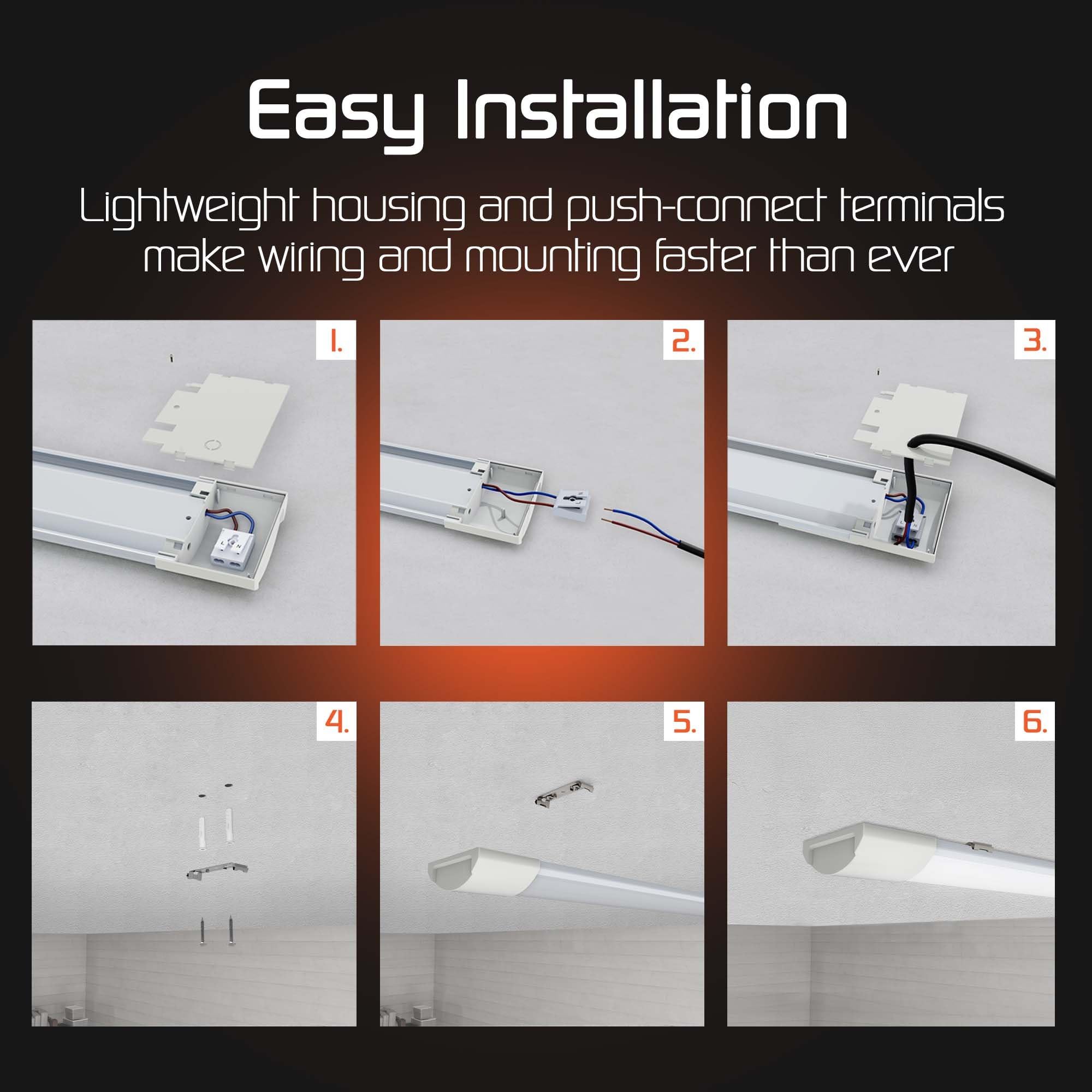 Ledvion - 10 pezzi, Plafoniera led soffitto, 150cm, IP20, 40W, 120 lm/W, Bianco neutro, 4000K, Accoppiabile, Plafoniera Garage, Neon led, lampada da laboratorio, lampada da cantina