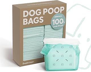 2-Ply Dog Poop Bags with Handles, Double-Layer Leak-Proof & Durable, Unscented Pet Waste Bags for Dogs, Easy-Tie Handle Bags, 100 Count