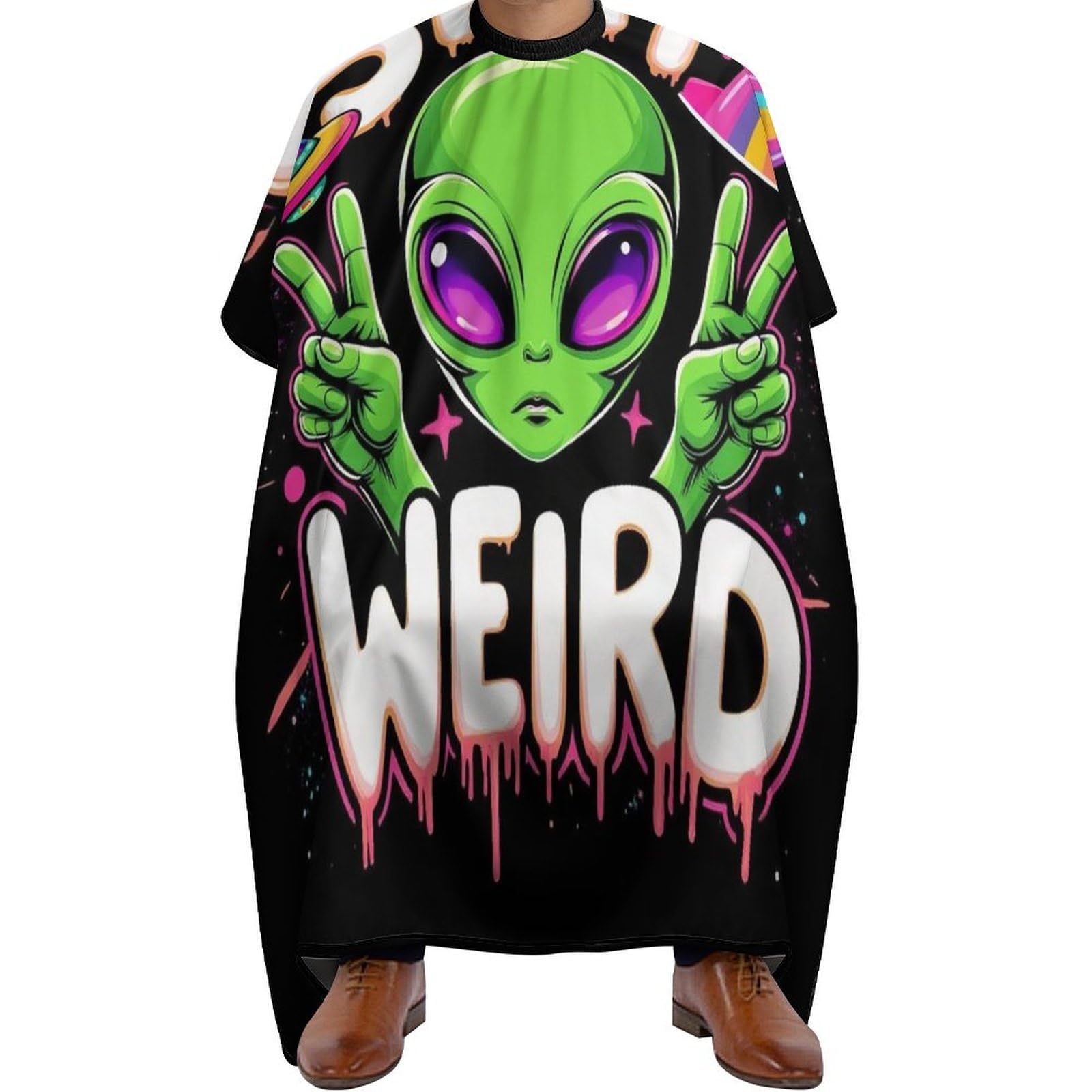 Stay Weird Alien Art Barber Cape Hair Cutting Cloak - Adjustable Salon Cape Apron for Barber Salon, Barber Aceessories