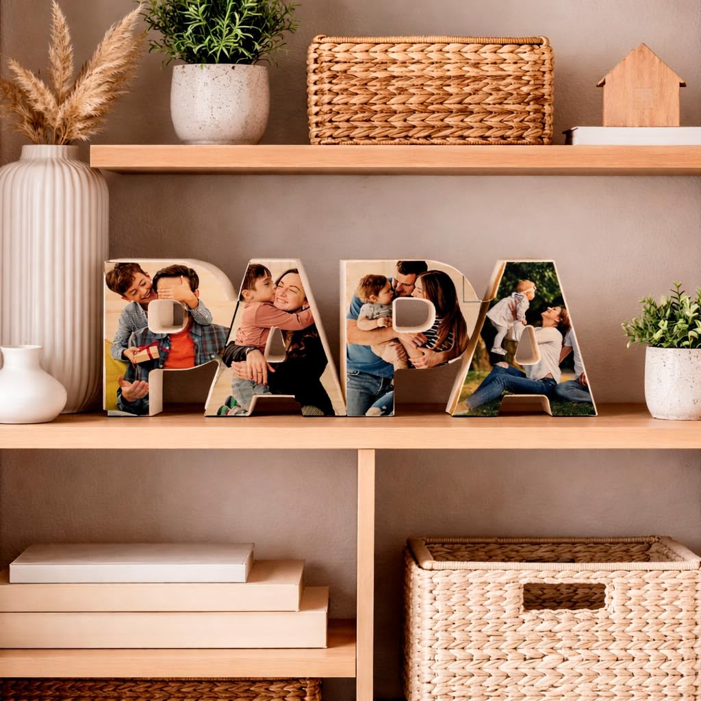 Genérico Madera Personalizada con fotos PAPÁ, regalos personalizados, día del padre, cumpleaños, regalos originales