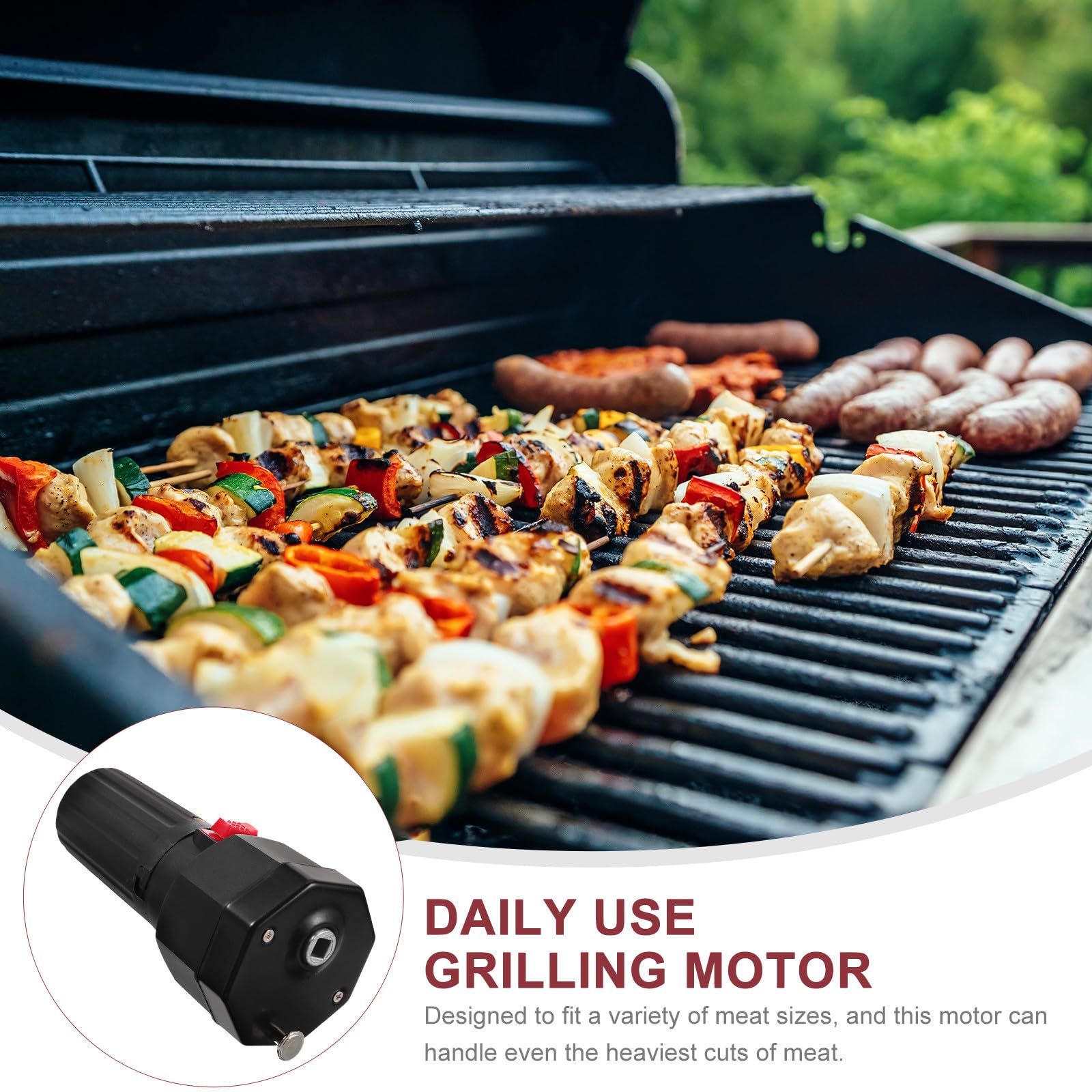 LALAFINA Motore per Girarrosto Barbecue Compatto in Metallo, Motore Rotante per Grigliate da Esterno, Accessorio per Arrosto di Carne Pesante, per Campeggio e Uso Quotidiano