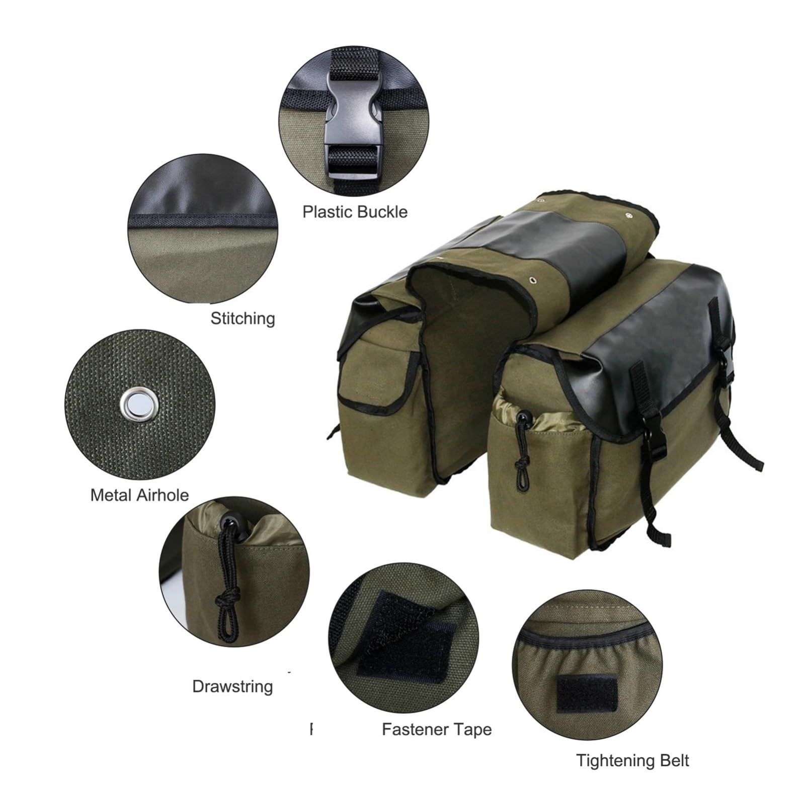 Borsa Moto Per Moto Borsa Da Sella Di Grande Capacità Viaggio Per Per Borse Laterali Impermeabile In Tela Per Selle Moto Bagagli(Military Green)