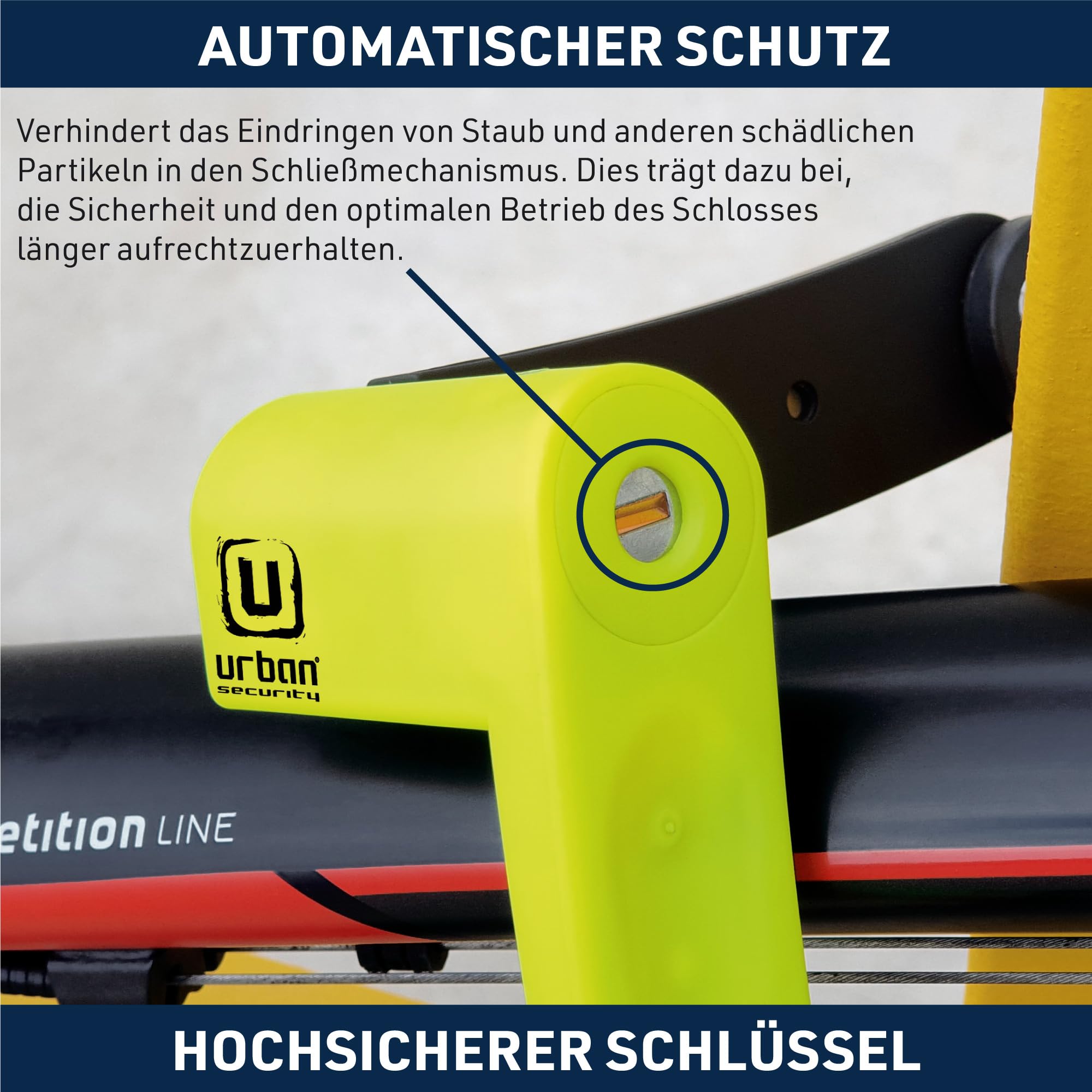 URBAN UR469Y Faltschloss Fahrrad, Sichtbar, 70cm Kompakter, Leichterer Transport ohne Lärm, Kratzschutz, Hohe Sicherheit Fahrradschloss mit Schlüssel, Mehrzweck für Fahrrad und e Scooter Schloss