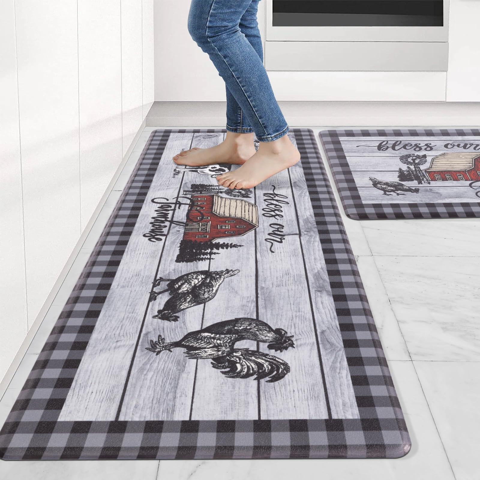 Tapis de sol de cuisine anti-fatigue rembourrés et antidérapants