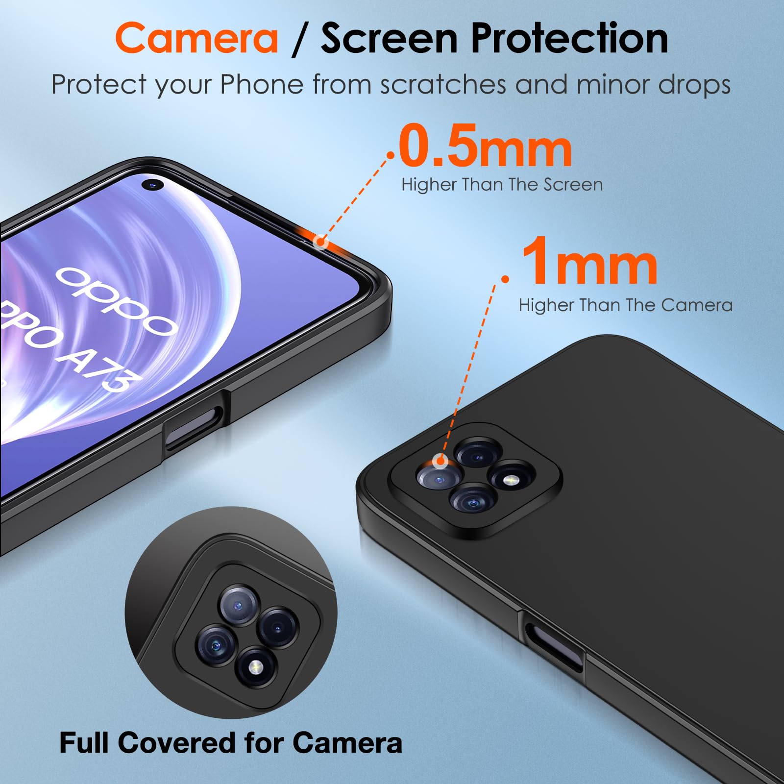 Ivoler Silikon Hülle Für Oppo A91 | Ultra Dünn, Stoßfest | Mit Kamera- & Bildschirmschutz | Matte Schwarz