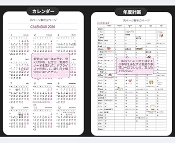 Amazon.co.jp: HAUUUISIJ 2026年 スケジュール帳 日曜始まり PUレザー