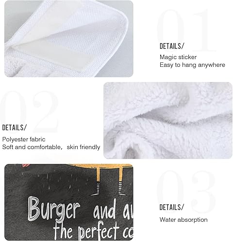 Miniatura 5 de Toallas de cocina colgantes para baño, lindas hamburguesas simples, gasolinera, estilo retro, juego de 2 toallas de Navidad para cocina