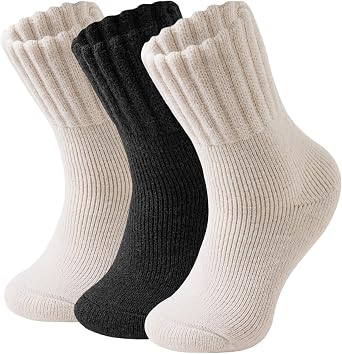 VoJoPi Thermal Crew Boot Socks for Women, 3 Pairs Thick Cushion Warm Winter Socks, Gift for Ladies Size 7-11