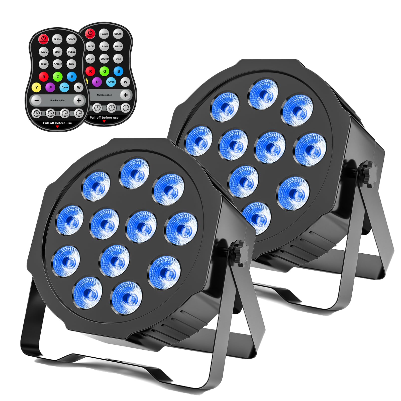 2 Luci PAR LED RGBW Ricaricabili - Effetti Luce Per Feste, Matrimoni E DJ, Con Telecomando