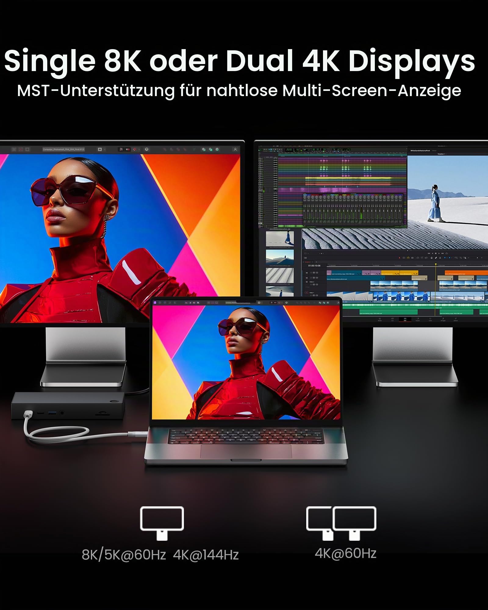 Silkland USB4 USB-C Datenkabel 3m Weiß, 40Gbps 240W Schnellladen, 8K Video