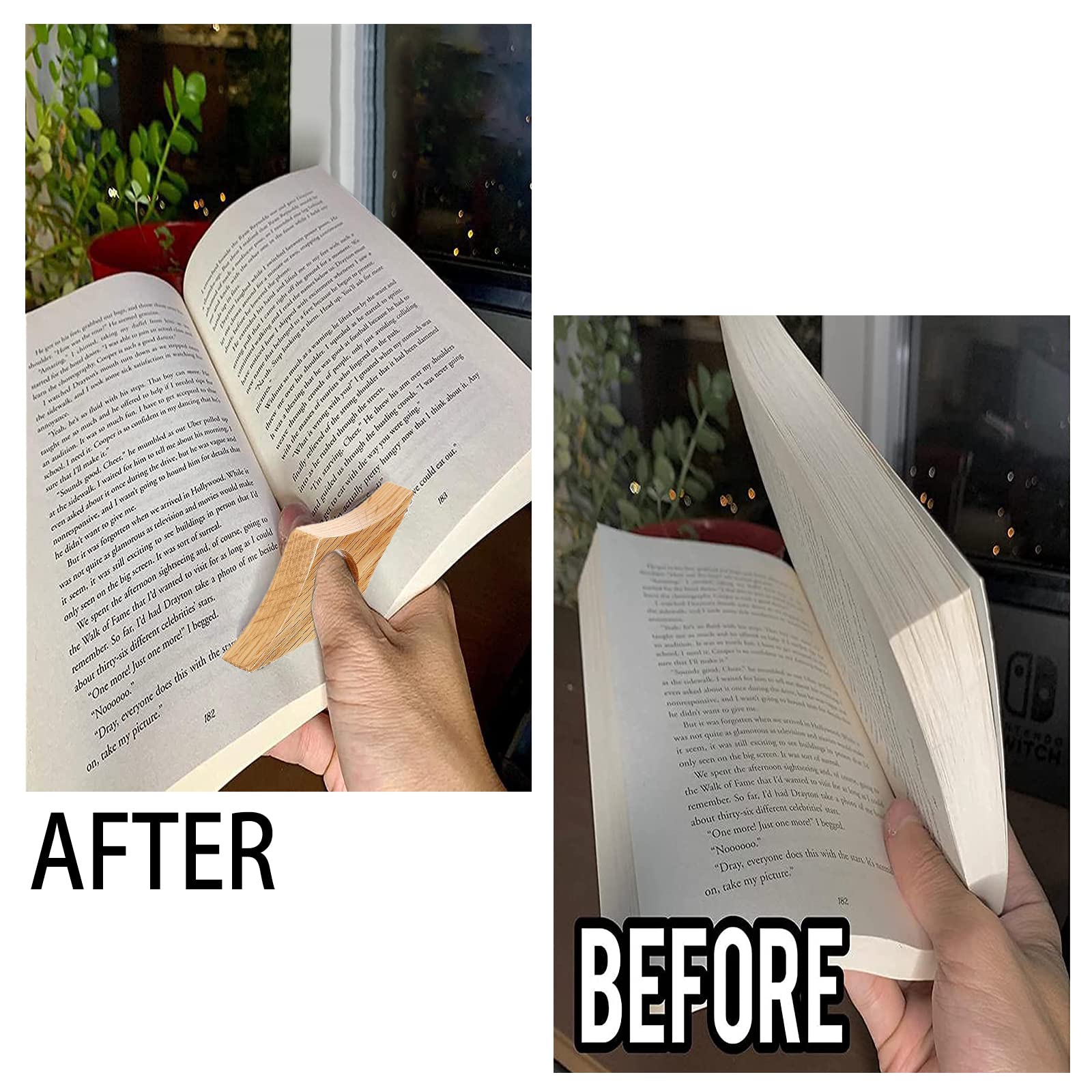 Book Page Holder Porte-page De Livre Naturel Moyen - Porte-page - Porte-page Inhabituel - En Bois De Noyer - Accessoire De Lecture - Cadeau Pour Les Amateurs De Livres, Les Rats De