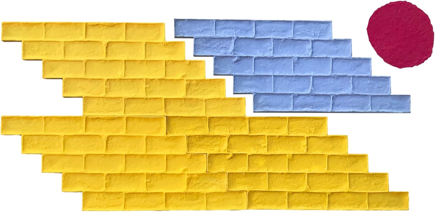 Georgetown Brick Concrete Stamp Set by Walttools | Vintage Oversized Brick Pattern, Sturdy Polyurethane Texturing Mats, Decorative Realistic Detail (5 Piece)