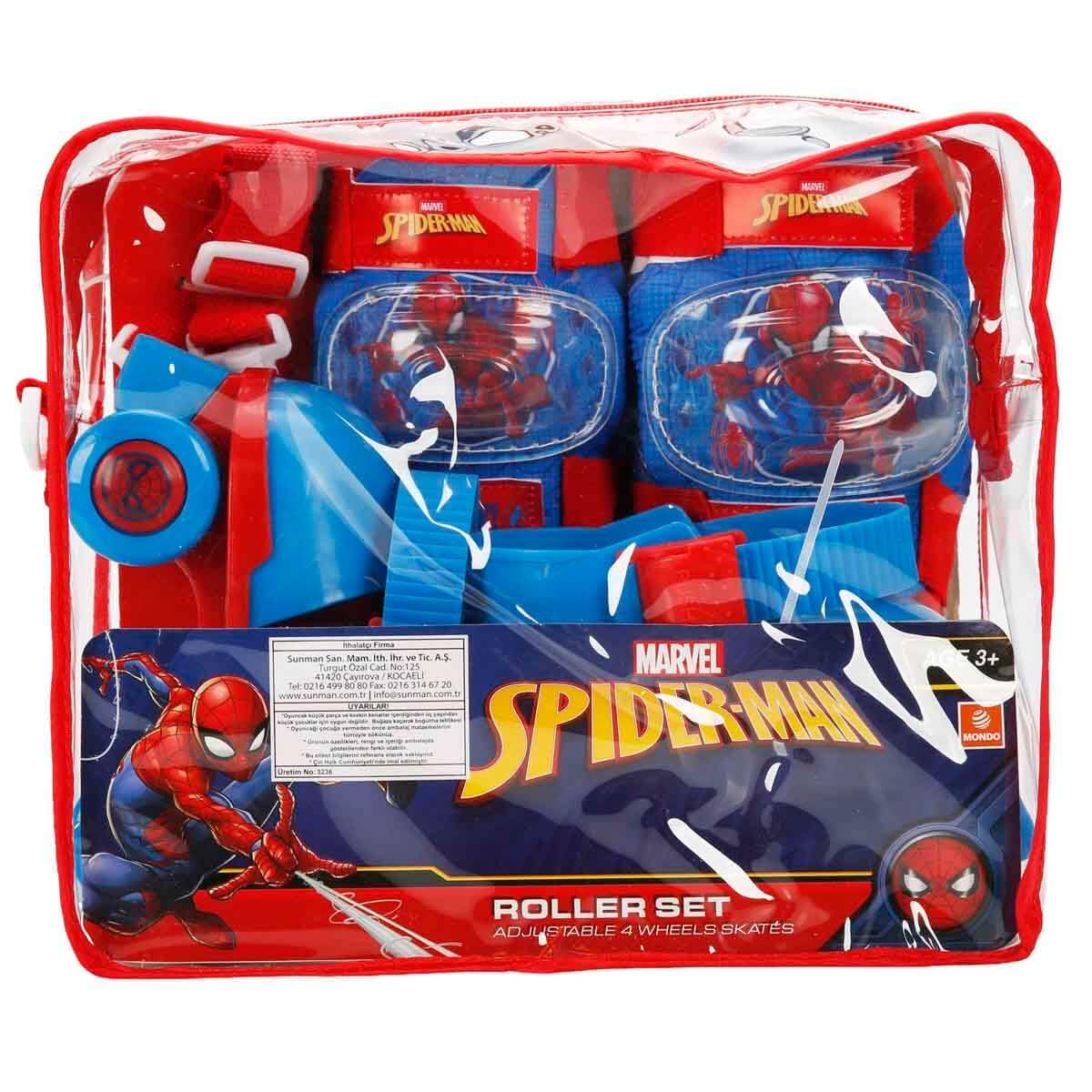 Mondo Toys – Marvel Spiderman Rollschuhe, verstellbar von 22 bis 29 – Komplettset mit transparenter Tasche, Ellenbogenschützer und Knieschoner - 18390