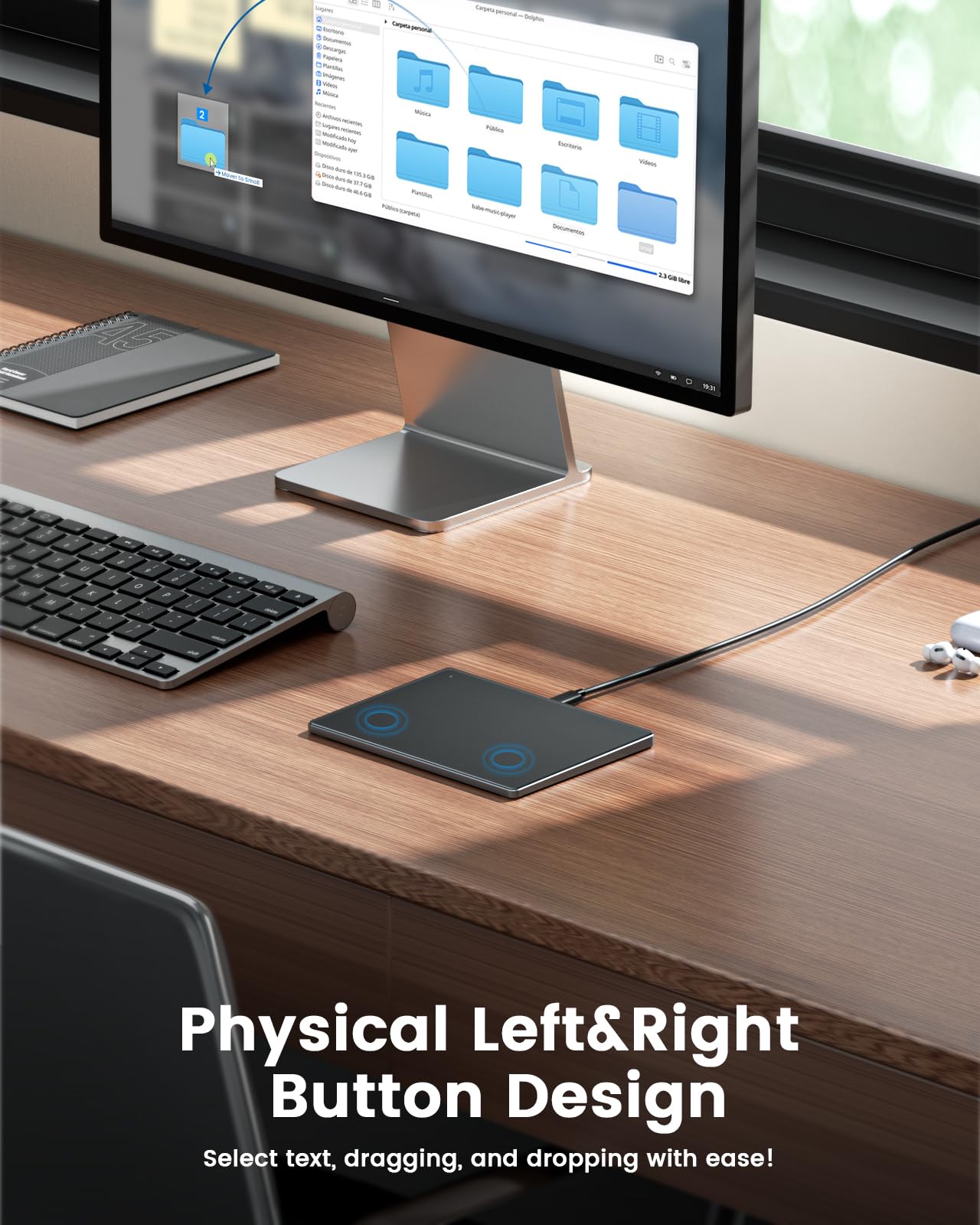seenda Pavé Tactile pour Mac et Windows, trackpad en métal de Haute précision avec Commande Multi-Touch, Double Mode, pavé Tactile Filaire pour MacBook/PC/Ordinateur Portable (A)