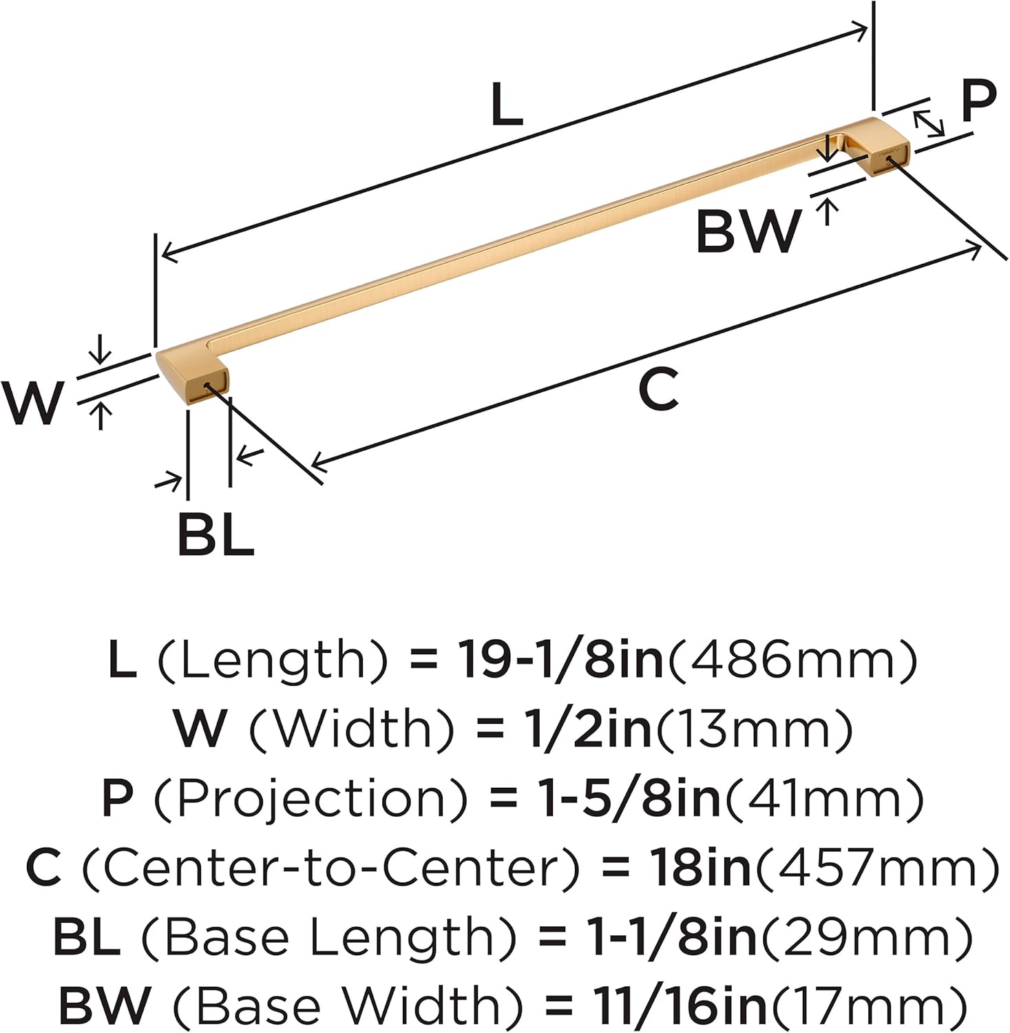 Amerock Riva 18 inch (457mm) Center-to-Center Champagne Bronze Appliance Pull, BP55371CZ