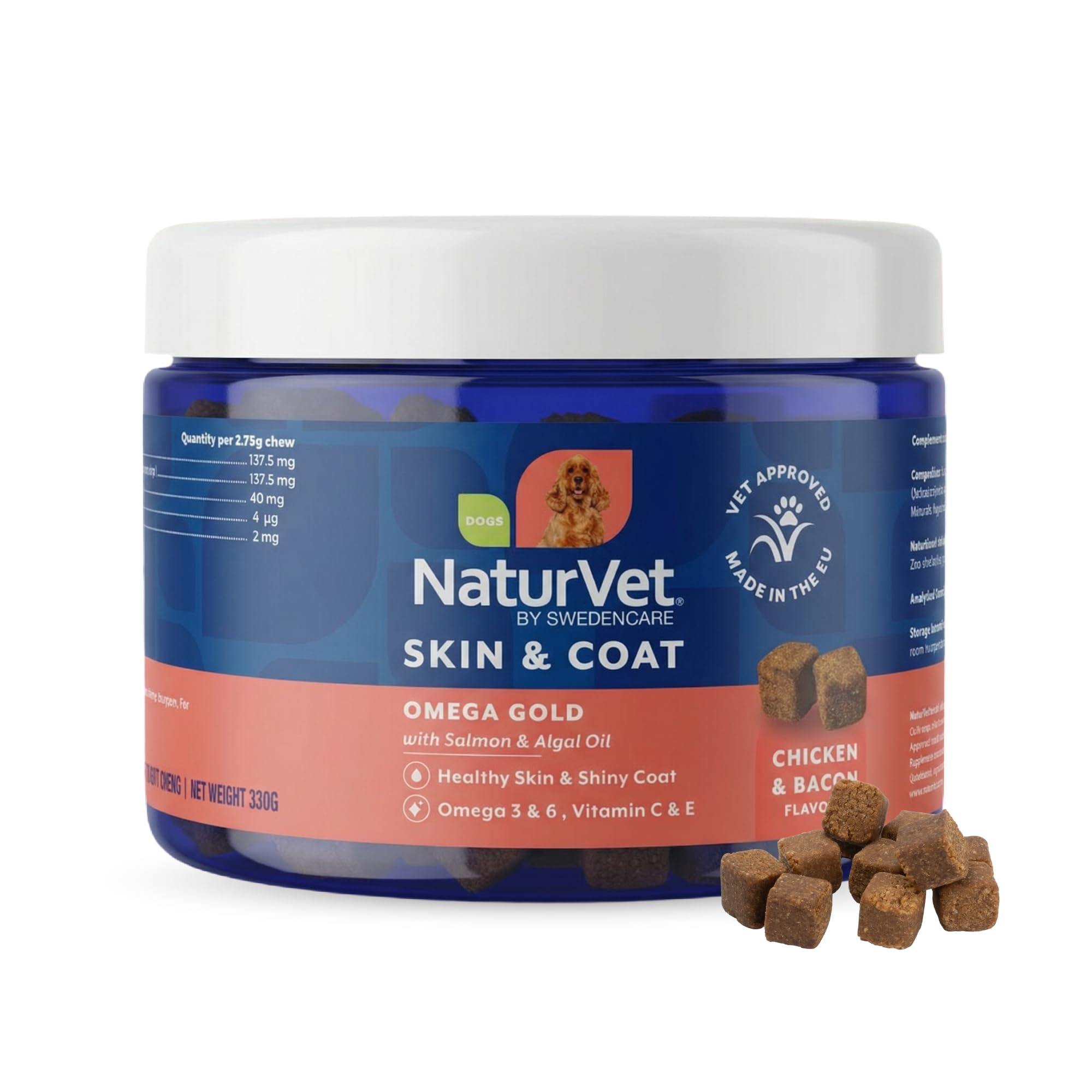 NaturVet – Omega-Gold Plus Salmon Oil (120 Soft Chews)