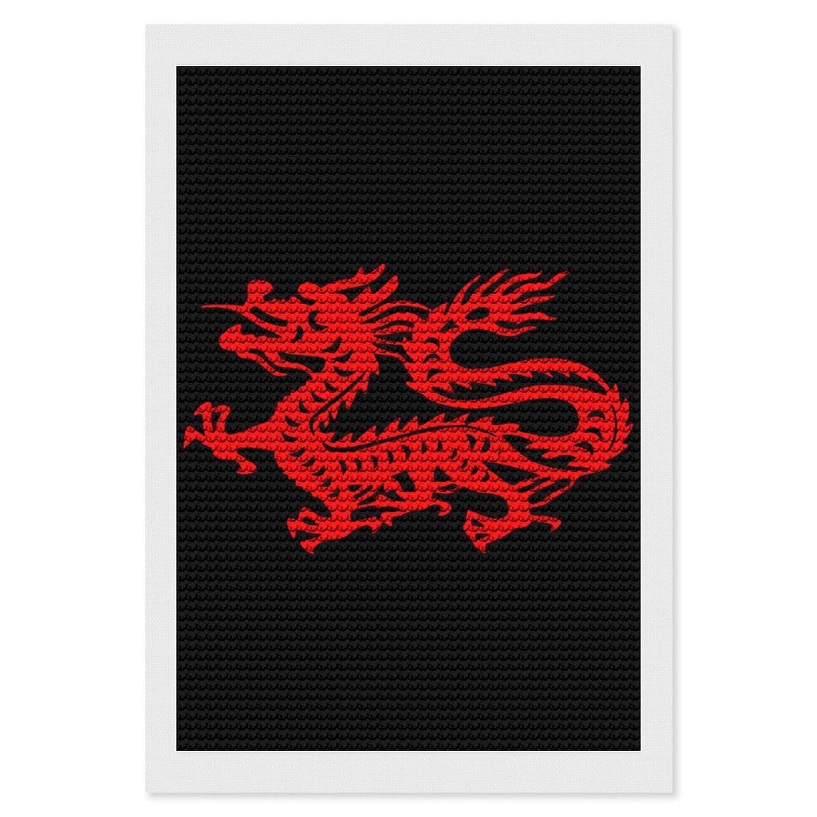 Nclqvjxzkhw Style Chinese Magic Dragon Diamond Art Painting For Adult Round Diamonds Pictures Arts Crafts Home Wall Decor 8"X12"