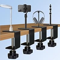 Vista 5 de Paquete de 2 Abrazaderas en C Ajustables de Servicio Pesado con Montaje de Espárrago de 1/4" - Abrazadera de Escritorio de Acero para Lámpara