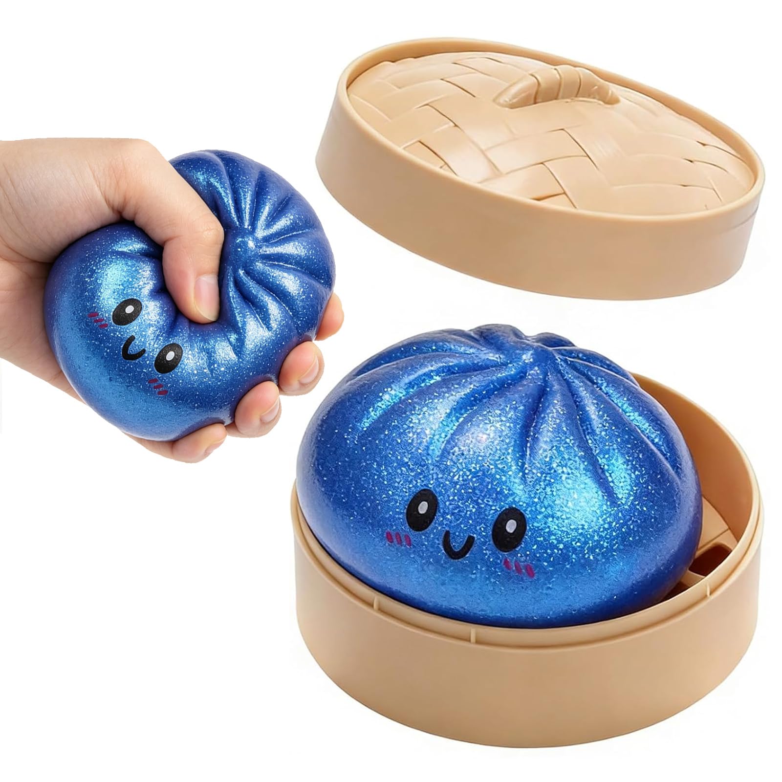 Glitter Dumpling Sorpresa Jguete Dmplings Mystery con Caja Vaporera (Azul Brillante)